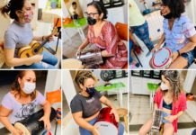 Dentro do protocolo de segurança, percussionistas do Projeto Mulheres na Roda de Samba fazem 1º ensaio